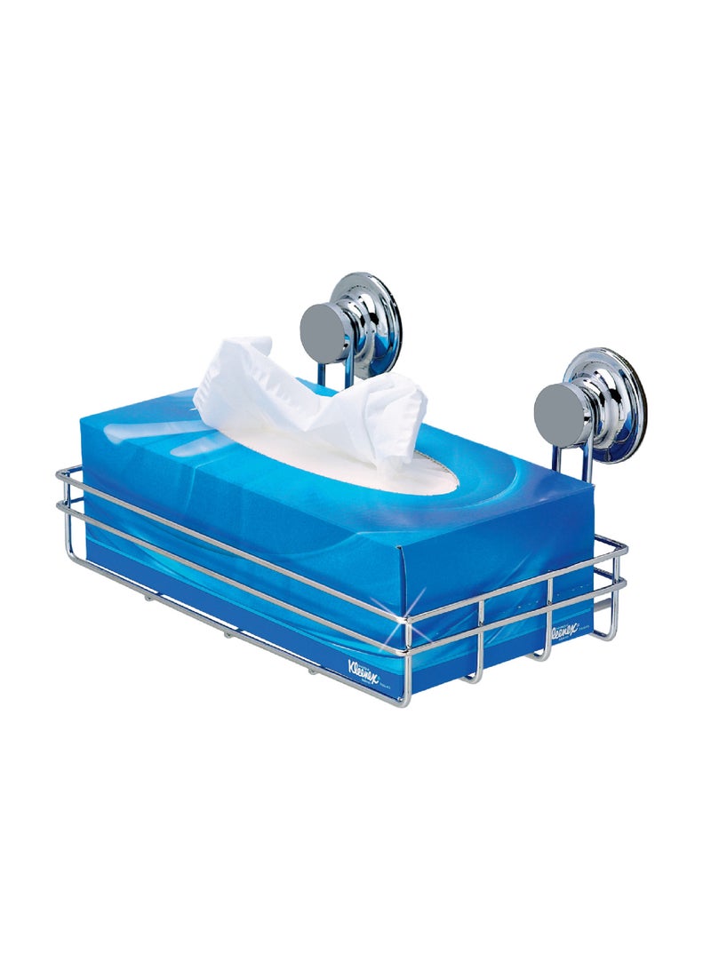 Everloc Dual Utility Combo Pack - Tissue Box Holder & Magazine/Newspaper Rack, Vacuum Suction, Chrome, No Drilling, No Screws, Wall Mounted Storage Solution for Living Room, HTC-839 - Image 2