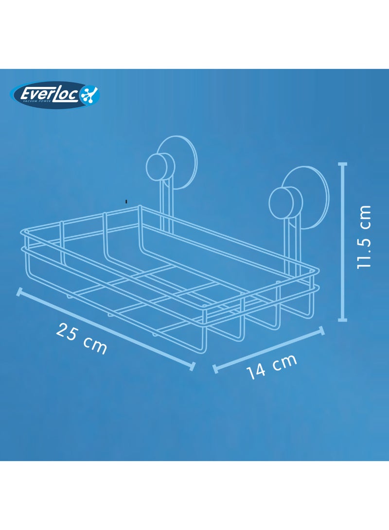 Everloc Dual Utility Combo Pack - Tissue Box Holder & Magazine/Newspaper Rack, Vacuum Suction, Chrome, No Drilling, No Screws, Wall Mounted Storage Solution for Living Room, HTC-839 - Image 4