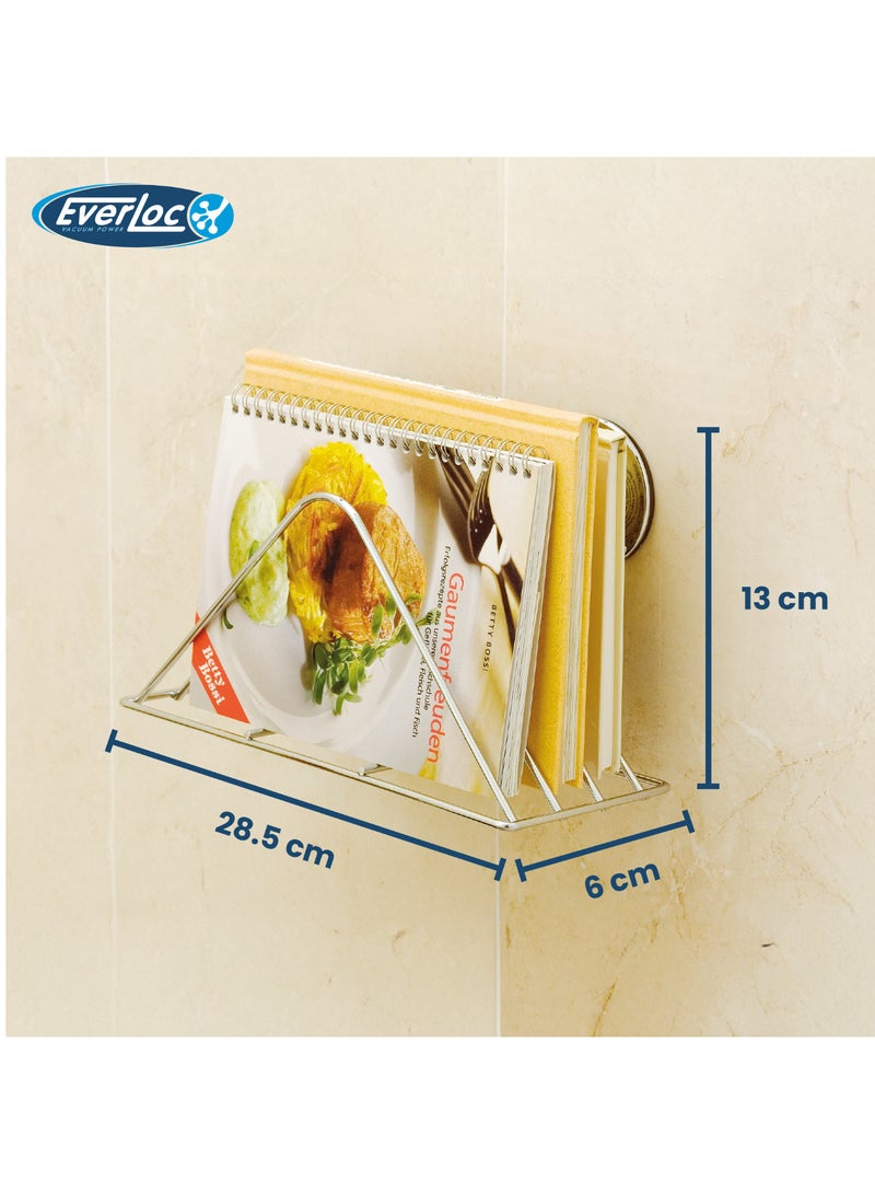 Everloc Dual Utility Combo Pack - Tissue Box Holder & Magazine/Newspaper Rack, Vacuum Suction, Chrome, No Drilling, No Screws, Wall Mounted Storage Solution for Living Room, HTC-839 - Image 5