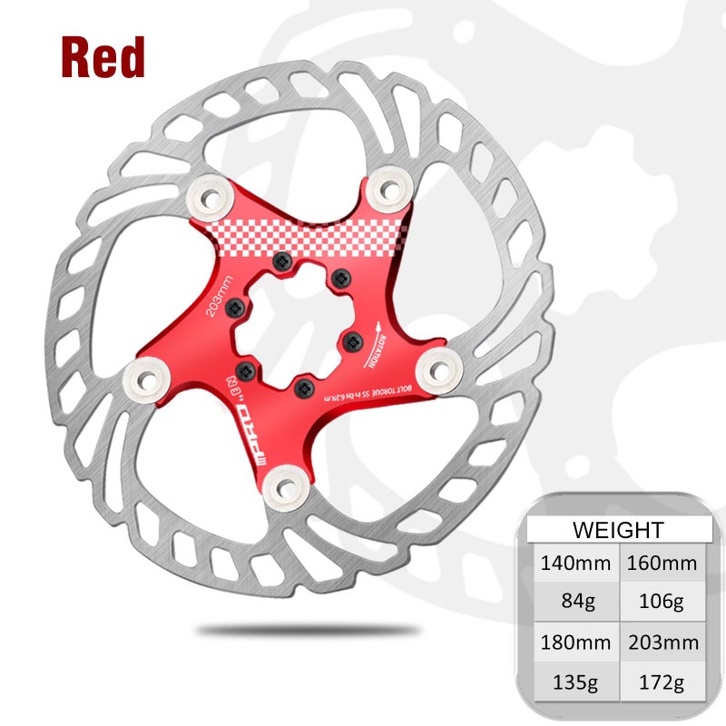 BUCKLOS IIIPRO 140mm 160mm 180mm 203mm Floating Bike Disc Brake Rotor with 6 Bolts, Mountain Bike MTB Stainless Steel Bicycle Disc Brakes Rotors for Road Bike/Ebike/BMX(Red) - Image 2