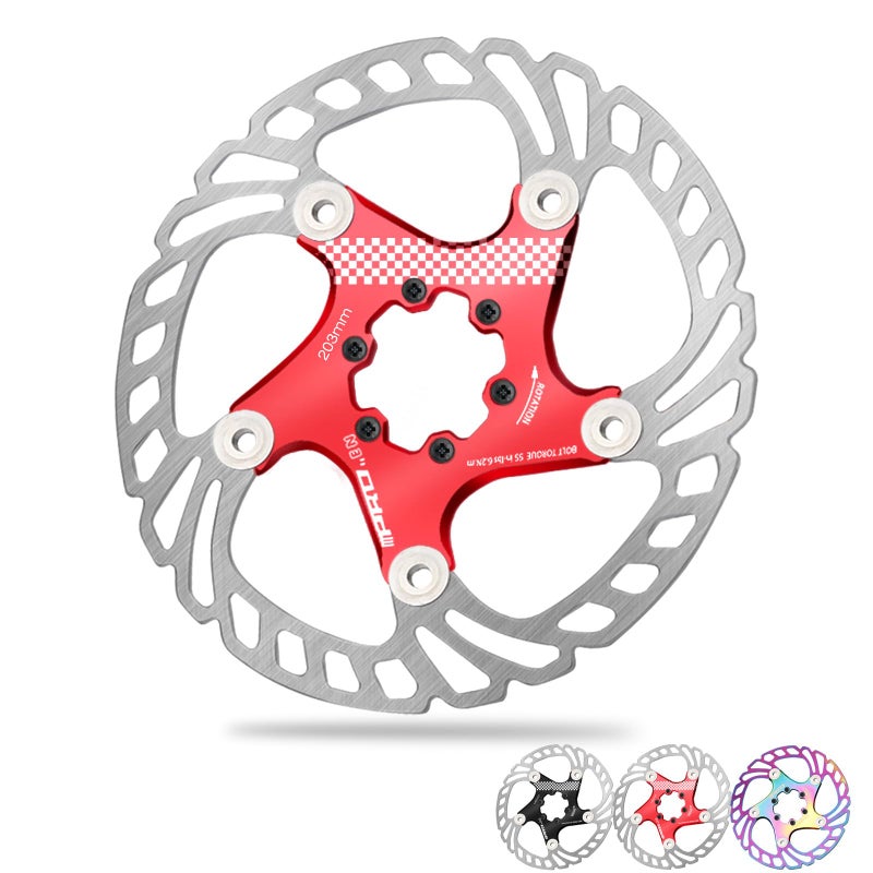 BUCKLOS IIIPRO 140mm 160mm 180mm 203mm Floating Bike Disc Brake Rotor with 6 Bolts, Mountain Bike MTB Stainless Steel Bicycle Disc Brakes Rotors for Road Bike/Ebike/BMX(Red) - Image 1