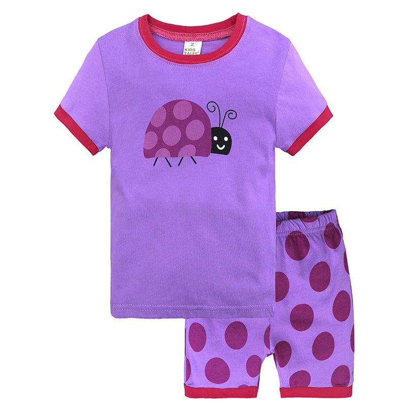 Summer Children'S Short-Sleeved Suit Boys' Cotton Homewear Boys And Girls Baby Pajamas Children'S Outwear - Image 1