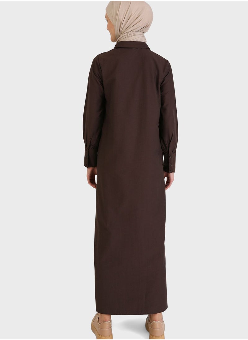Refka by modanisa - Polo Neck Button Detail Dress - Image 1