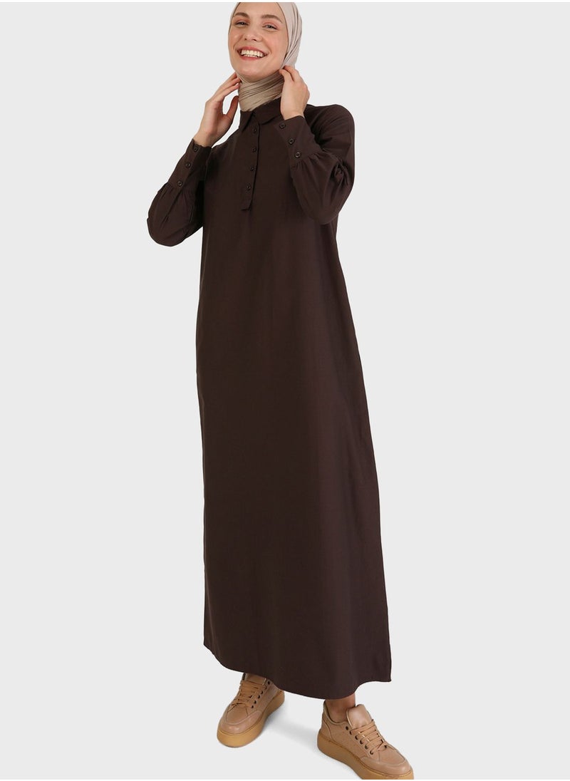 Refka by modanisa - Polo Neck Button Detail Dress - Image 1