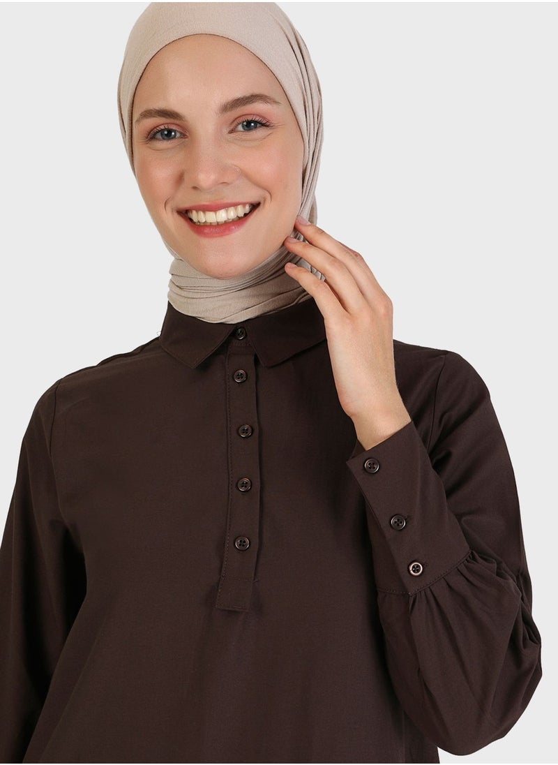 Refka by modanisa - Polo Neck Button Detail Dress - Image 1