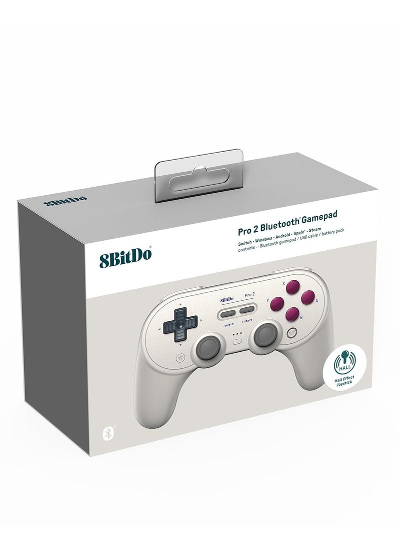8Bitdo Pro 2 Bluetooth Controller for Switch, Hall Effect Joystick Update, Wireless Gaming Controller for Switch, PC, Android, and Steam Deck  Apple (White) - Image 5