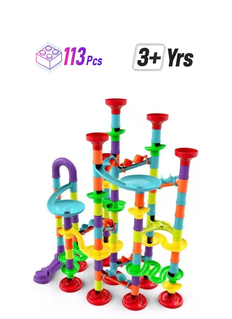 General Marble Run Set For Kids, 113Pcs Marble Maze Track Race Game, Construction Buliding Blocks Toys, Stem Maze Educational Race Game, Birthday Gifts For Boys Girls Age 3 To 12  - Image 1
