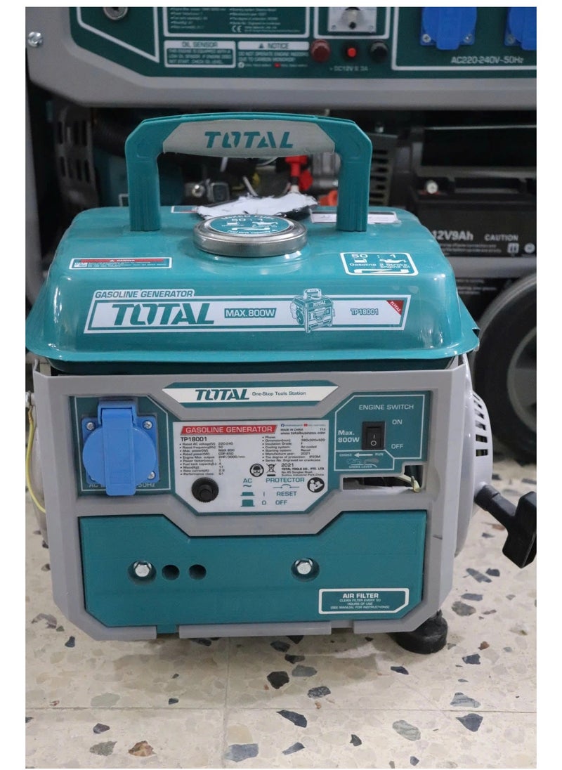 TOTAL - TOTAL Gasoline Generator 800W (TP18001) – Portable 2-Stroke Generator, 0.8kW Max Output, 4L Fuel Tank, Air-Cooled, Ideal for Outdoor Use, Camping, and Emergency Power - Image 1