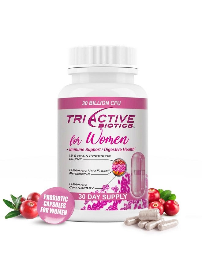 Essential Source المصدر الأساسي للبكتيريا الثلاثية الفعالة للنساء - بروبيوتيك للنساء مع 18 سلالة، فيتا فايبر العضوي كمواد مسبقة للبكتيريا وكرانبيري لدعم الهضم، الدفاع المناعي، صحة المسالك البولية، والصحة المهبلية - 30 كبسولة - Image 1