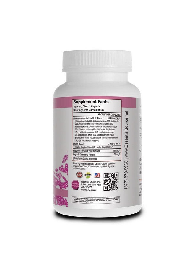 Essential Source المصدر الأساسي للبكتيريا الثلاثية الفعالة للنساء - بروبيوتيك للنساء مع 18 سلالة، فيتا فايبر العضوي كمواد مسبقة للبكتيريا وكرانبيري لدعم الهضم، الدفاع المناعي، صحة المسالك البولية، والصحة المهبلية - 30 كبسولة - Image 3