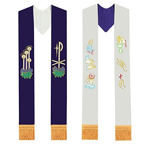 BLESSUME Purple & White Reversible Stole - Image 1