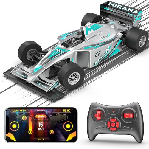 Mirana Super Car | USB Rechargable Type-C | in-Built Bluetooth Speaker | High-Speed Dual Motor Formula 1 Big Size RC Car | Long Range Remote & App Controlled Toy for Kids 4+ 5+ 6+ Years (Silver) - Image 1