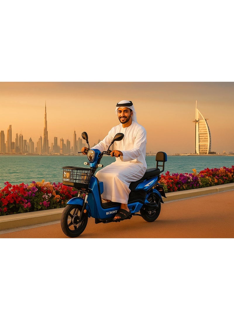 Crony دراجة كهربائية CRONY W8 Golden Eagle 48V-20A طويلة المدى – محرك 350W، إطارات 14 بوصة، إطار فولاذي، مدى 31-60 كم، 3 سرعات - Image 4