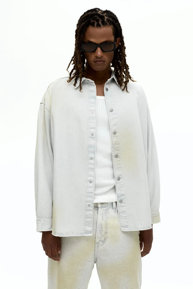 اتش اند ام قميص دنيم بقصة فضفاضة