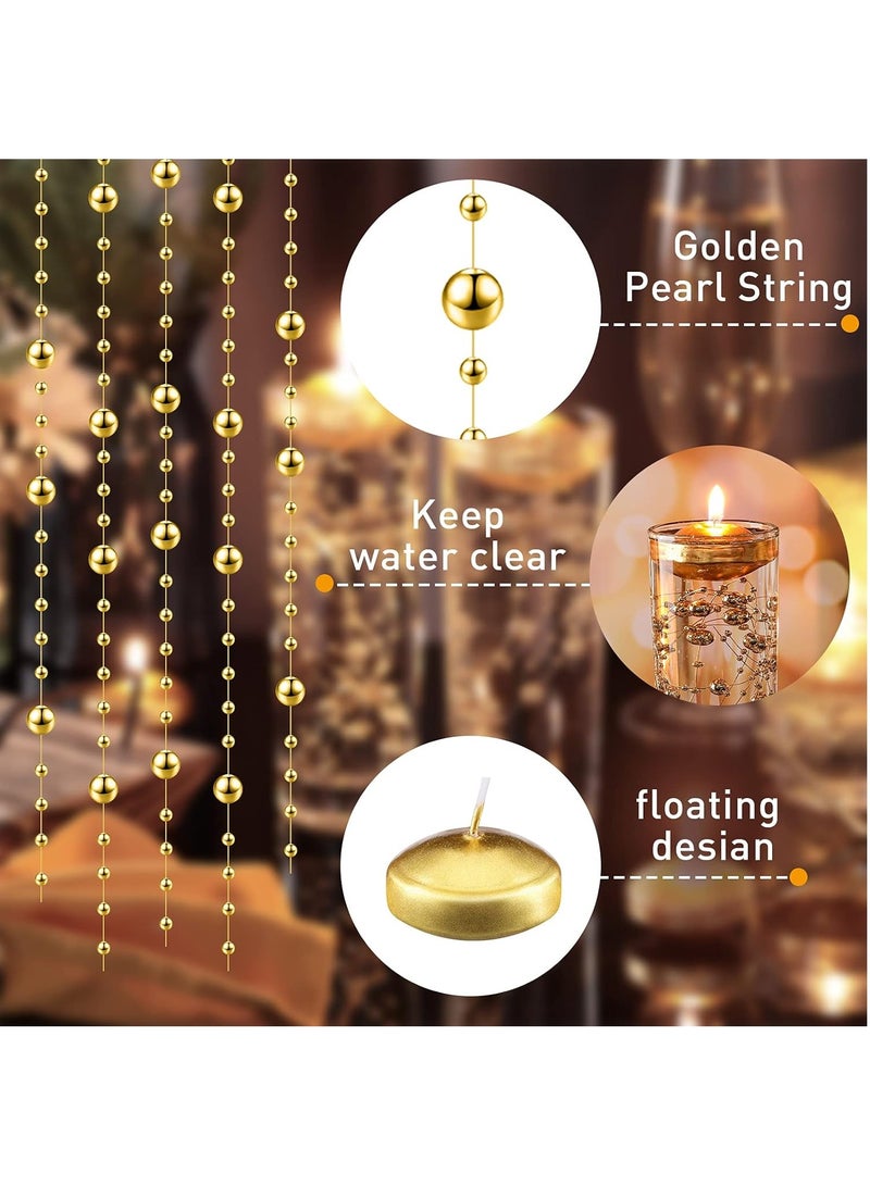 Home zone 12 Pieces 1.65 Inch Small Unscented Floating Candles Round Tea Lights Candles Metallic Smooth Wax Floating Disc Candles for Dinner Home Decor (Gold) - Image 5
