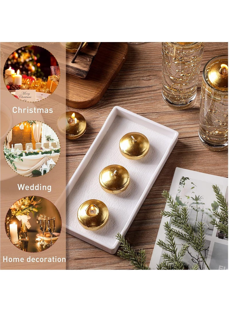 Home zone 12 Pieces 1.65 Inch Small Unscented Floating Candles Round Tea Lights Candles Metallic Smooth Wax Floating Disc Candles for Dinner Home Decor (Gold) - Image 3
