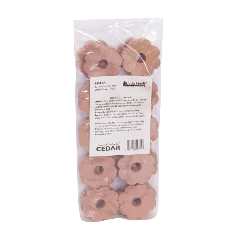 Household Essentials Household Essentials 143761 CedarFresh Red Cedar Wood Flower Rings for Hangers Set of 20  - Image 2