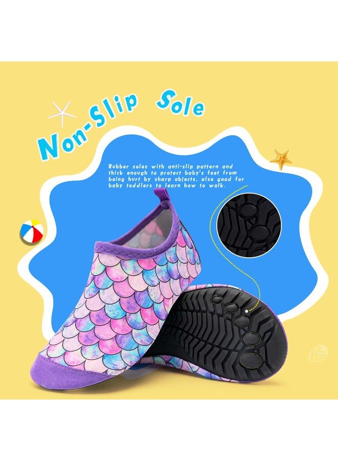 WateLves Kids Water Shoes Toddler Girls Boys Barefoot Non-Slip Quick Dry Aqua Socks for Beach Swim Walking (Fish Scale Purple, 32/33) - Image 5