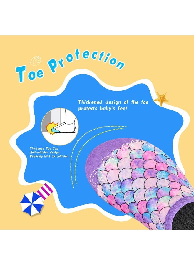 WateLves Kids Water Shoes Toddler Girls Boys Barefoot Non-Slip Quick Dry Aqua Socks for Beach Swim Walking (Fish Scale Purple, 32/33) - Image 4