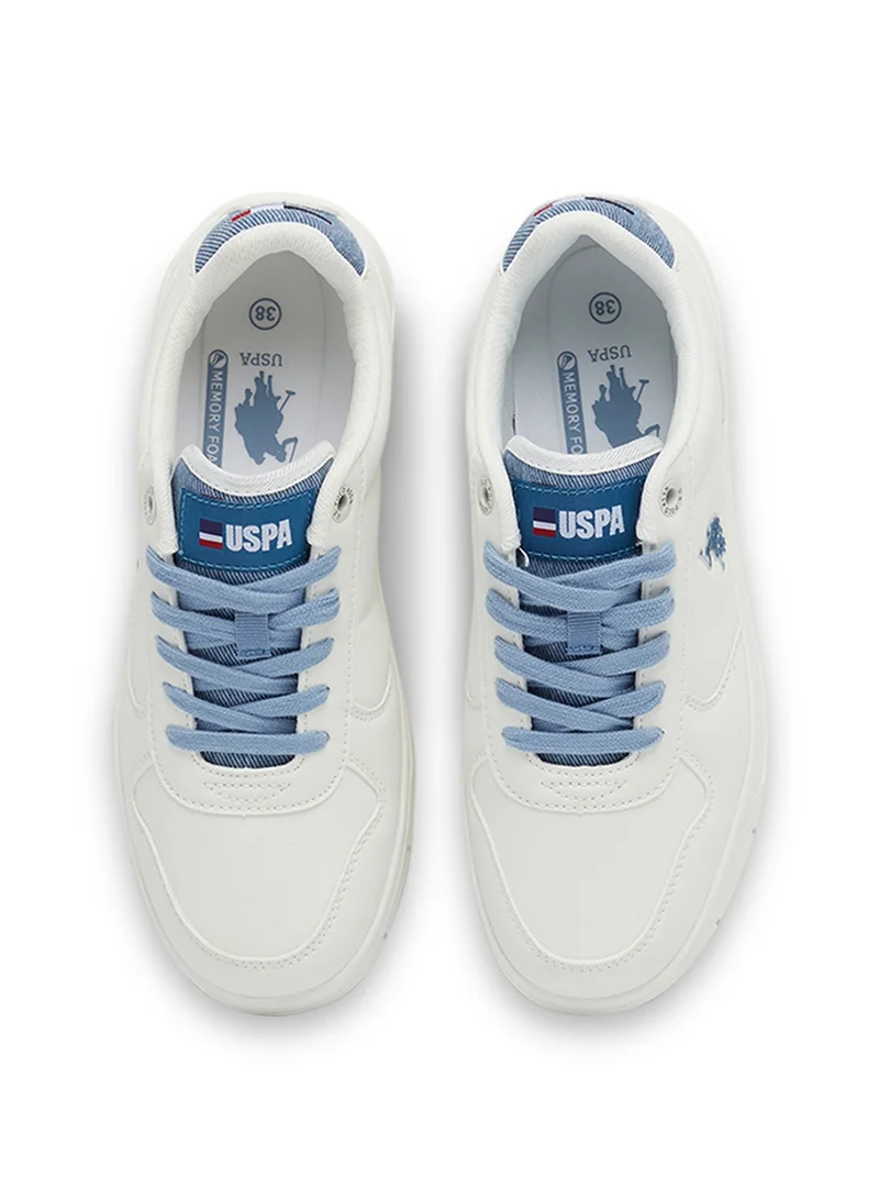 U.S. Polo Assn. Women's White Low-Top Sneakers - High-Quality Sole for Everyday Look