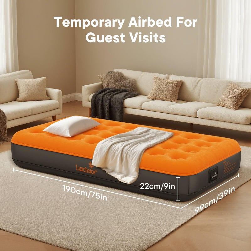 Luxchoice Air Mattress Twin with Built-in Rechargeable Pump 9'' Camping Inflatable Mattress Portable Blow up Mattress Air Bed Guest Bed for Home Outdoors Hiking Travel - Image 4