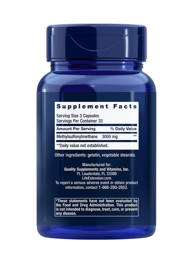 Life Extension - Msm 1000 Mg Joint Health Supplement For Adults Support Muscle Joints Knee And Cartilage Health For Mobility Strength Relief Glutenfree Nongmo 100 Capsules - Image 1