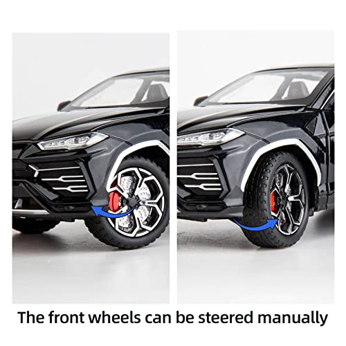 BDTCTK Compatible for 1:24 Lamborghini Urus Car Model, Diecast Pull Back Car Toy car, Doors Open, Light and Sound, Boys Toys Kids Adults Gifts Black - Image 4