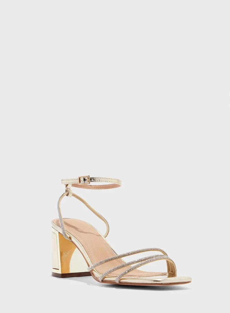 Truffle Embellished  Ankle Strap Sandal
