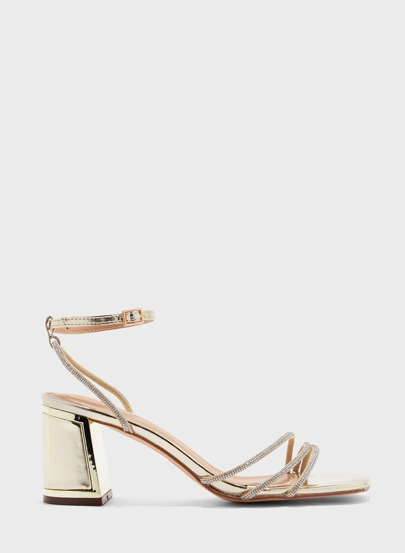 Truffle Embellished  Ankle Strap Sandal