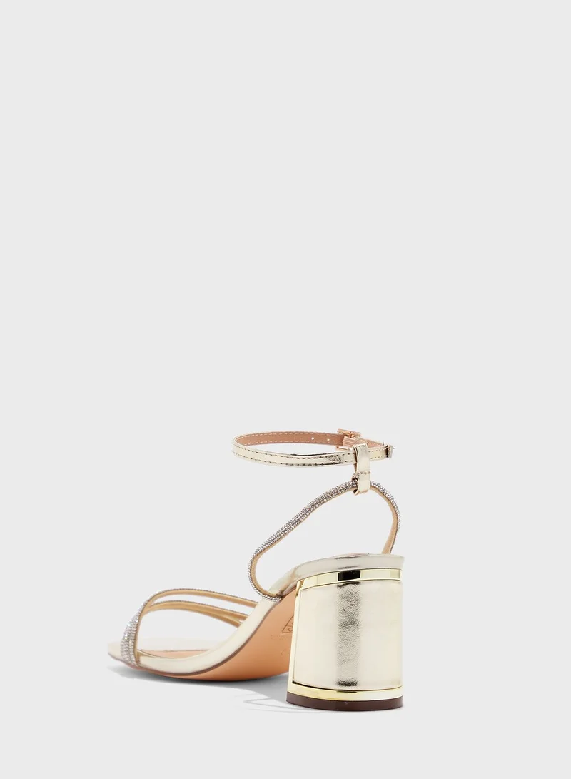Truffle Embellished  Ankle Strap Sandal