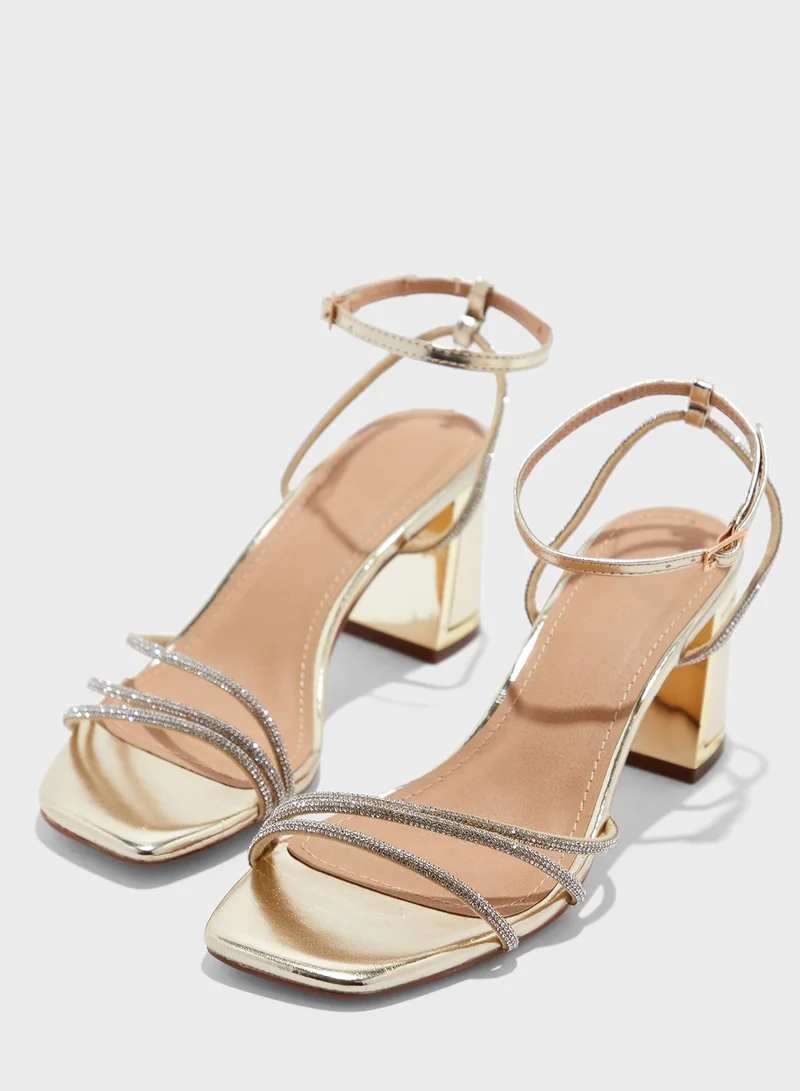 Truffle Embellished  Ankle Strap Sandal
