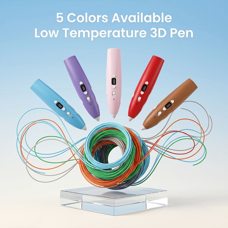 مجموعة قلم رسم طباعة ثلاثية الأبعاد بدرجة حرارة منخفضة p68-أرجواني، شحن عبر USB، محمول، 590.5 بوصة، خراطيش استبدال PCA، مناسبة للبالغين والمراهقين، تعزز الإبداع، هدية مثالية - Image 2