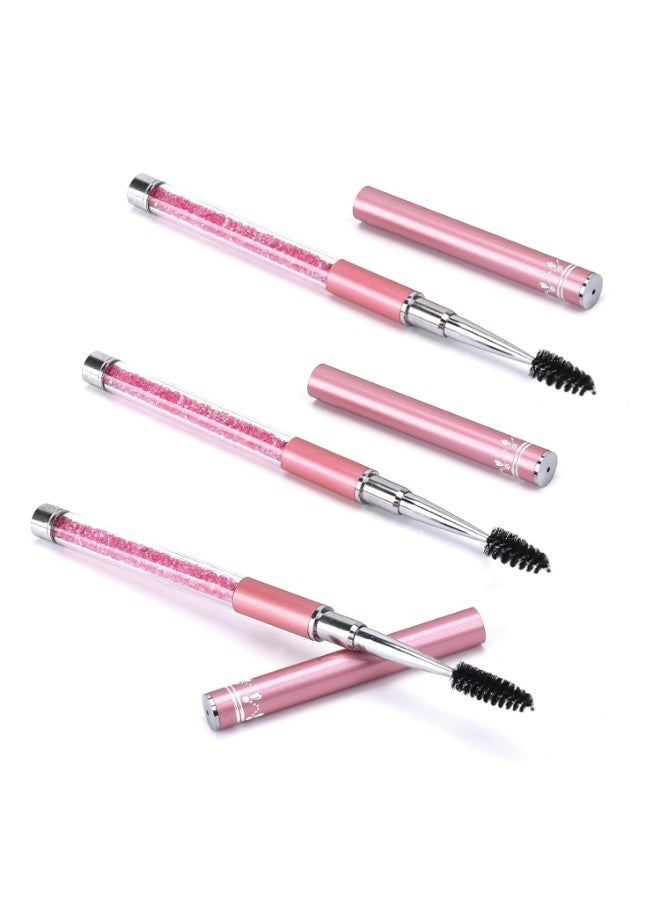 BTYMS 3 Pieces Spoolies for Eyelash Extensions with Cap Mascara Lash Wands Pink Brow Brushes Spooly for Eyelashes - Image 1