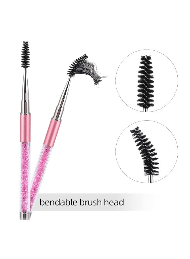 BTYMS 3 Pieces Spoolies for Eyelash Extensions with Cap Mascara Lash Wands Pink Brow Brushes Spooly for Eyelashes - Image 2