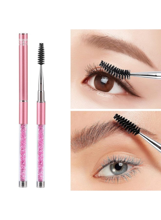 BTYMS 3 Pieces Spoolies for Eyelash Extensions with Cap Mascara Lash Wands Pink Brow Brushes Spooly for Eyelashes - Image 3