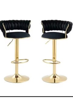 Generic 2 Pc's Adjustable Height Metal Frame Cushioned Bar Stool with Emerald Velvet Seat barstools chairs velvet style  - Image 1