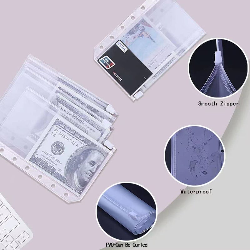 eleger A7 Budget Binder Set - Mini Money Organizer for Cash Saving, Cash Stuffing Envelope System, Planner Binders with Pockets, Sheets and Stickers, Beige - Image 3
