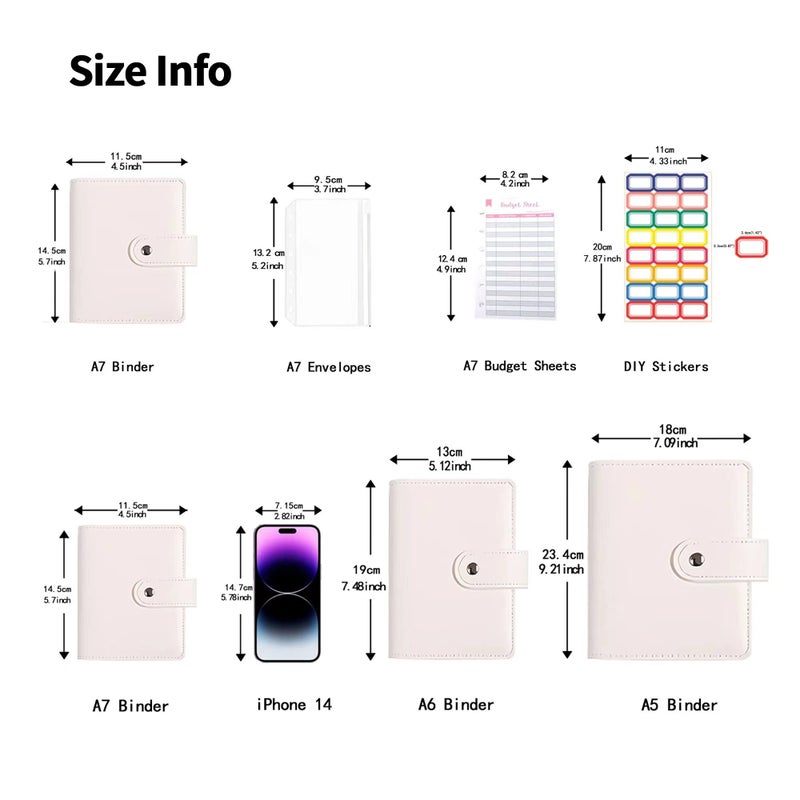 eleger A7 Budget Binder Set - Mini Money Organizer for Cash Saving, Cash Stuffing Envelope System, Planner Binders with Pockets, Sheets and Stickers, Beige - Image 2