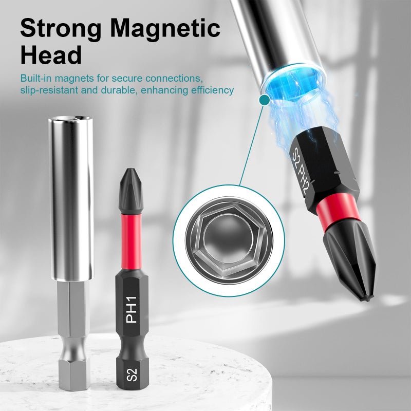 YOSIGHT 30Pcs Screwdriver Bit Set, S2 Steel Impact Bits with Magnetic Phillips, Slotted, Torx, Hex & Allen, Storage Case Included, for Electric Drills, Power Screwdrivers, DIY, Woodworking, Construction - Image 3