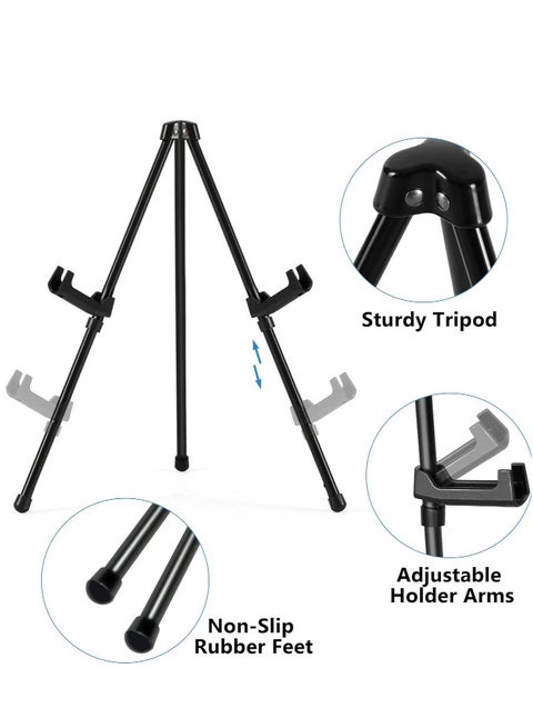 14" High Tabletop Instant Display Easel - Black Steel Small Desktop Easel Stand with Adjustable Holders for Paintings, Posters and Store Signs(1 Pack)