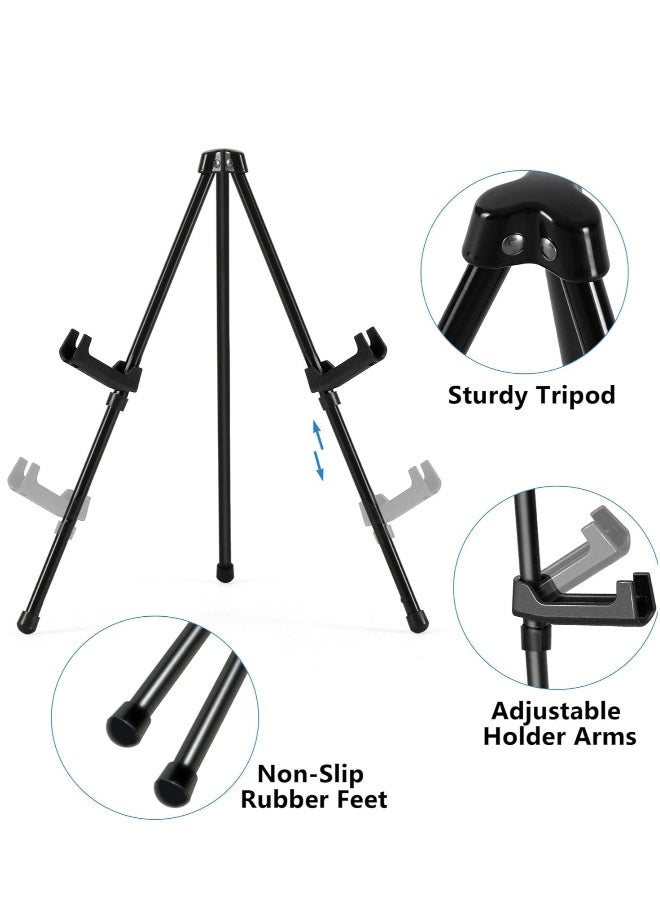 14" High Tabletop Instant Display Easel - Black Steel Small Desktop Easel Stand with Adjustable Holders for Paintings, Posters and Store Signs(1 Pack)