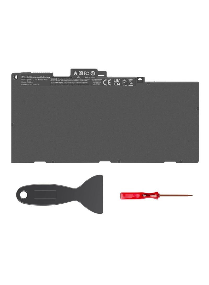 11.55V 51Wh Laptop Battery for HP EliteBook 840 G2 G4, 850 G3 G4, 745 G3, 755 G4 – Compatible with TA03XL, 854047-1C1 – Includes Crowbar & Phillips Screwdriver - Image 1