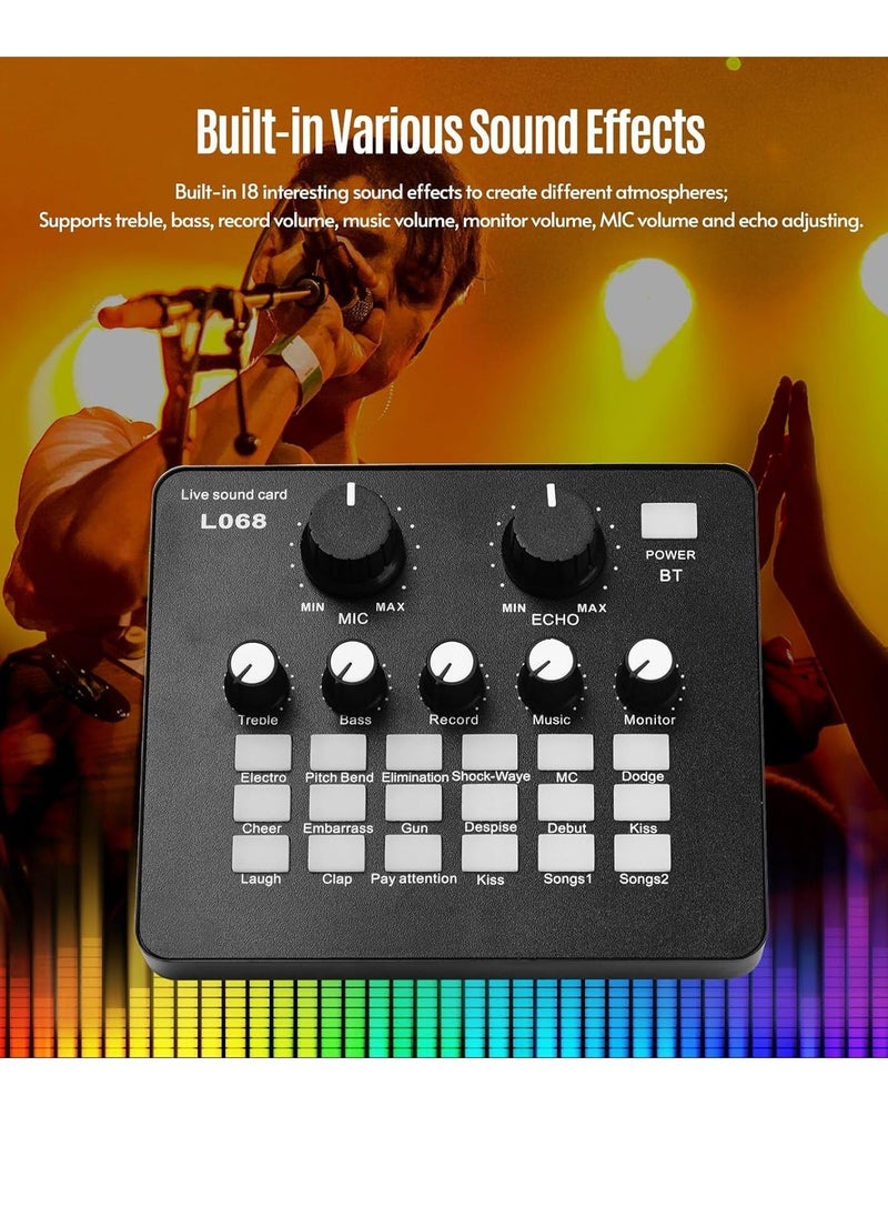 ELTRAZONE Mini Rechargeable Live Sound Card Voice Changer Device Built-in Multiple Sound Effects with Earphone Lavalier Microphone for Smartphone Computer Live Streaming Online Singing Chating Music Recording - Image 2