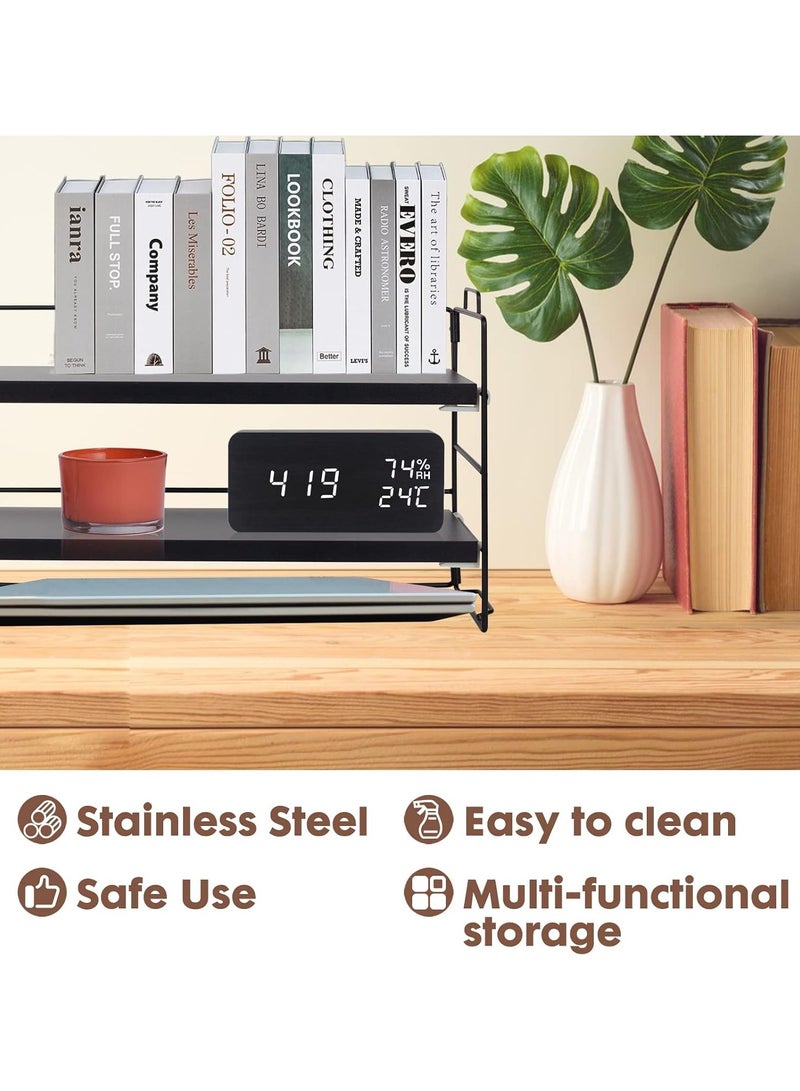 VUCATIN Desktop Shelf Organizer Small Wood Countertop Bookshelf Adjustable Desktop Organizer Office Desk Storage Tabletop Display Shelf for Home Office Kids Dorm (3 Layers - Black)  - Image 5
