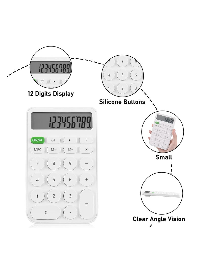 Desktop Calculator for Students, Office Supplies and Accessories, 12-Digit LCD Display Battery Basic Desk Pocket Calculators, Basic Office Calculator, for School Office Home Supplies,White - Image 2