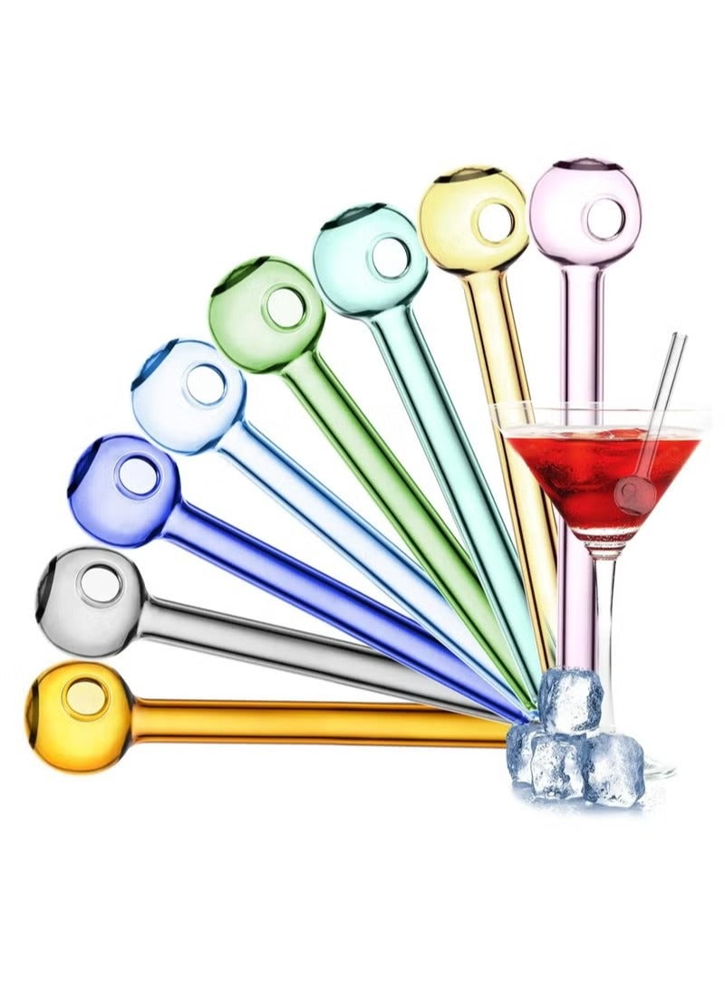 8 قطع الزجاج القش تتحطم مقاومة ، 4 بوصة قصيرة قابلة لإعادة الاستخدام الزجاج القش مع فرشاة تنظيف ، غسالة صحون آمنة ، الشرب القش مثالية للعصائر ، القهوة ، عصير (الملونة) - Image 1