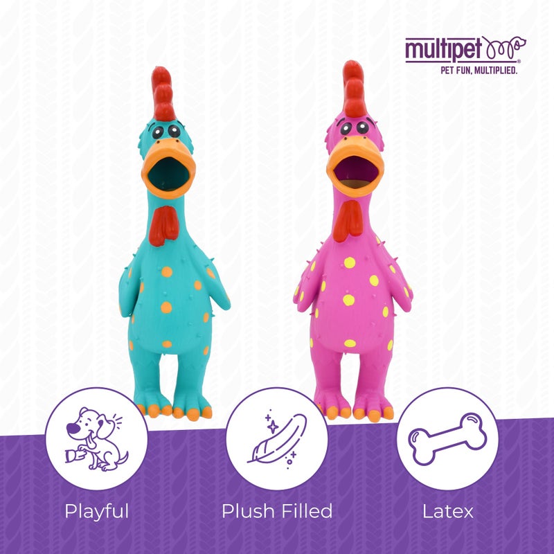 Multipet's 11.5-Inch Latex Polka Dot Globken Chicken Dog Toy, Assorted (61001) - Image 3