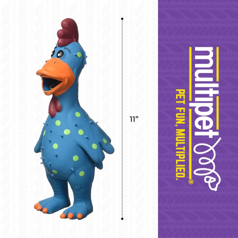 Multipet's 11.5-Inch Latex Polka Dot Globken Chicken Dog Toy, Assorted (61001) - Image 5