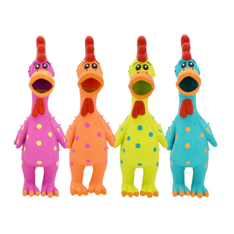 Multipet's 11.5-Inch Latex Polka Dot Globken Chicken Dog Toy, Assorted (61001) - Image 1