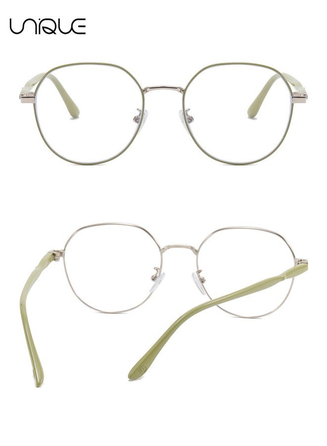 Unique Glasses - Blue Light Blocking Glasses - Large Frame Glasses - Non-Myopic Glasses - Women's Men's Computer Reading/Gaming/TV/Mobile Phone Glasses, Anti-Eye Fatigue (Green) - Image 3